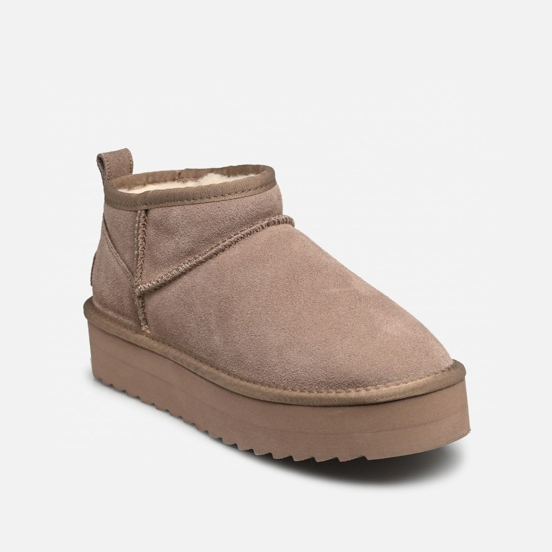 Stivale platform pelle scamosciata Taupe