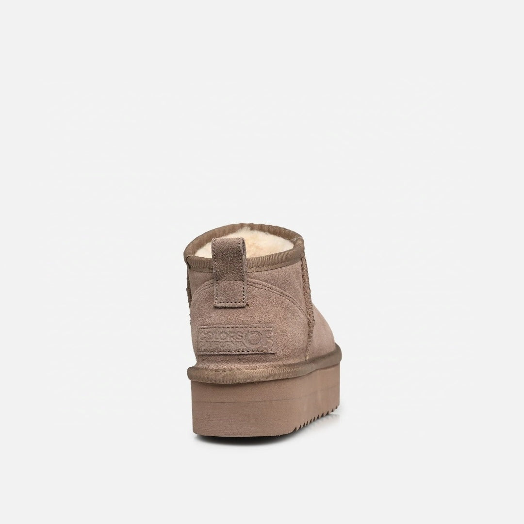Stivale platform pelle scamosciata Taupe