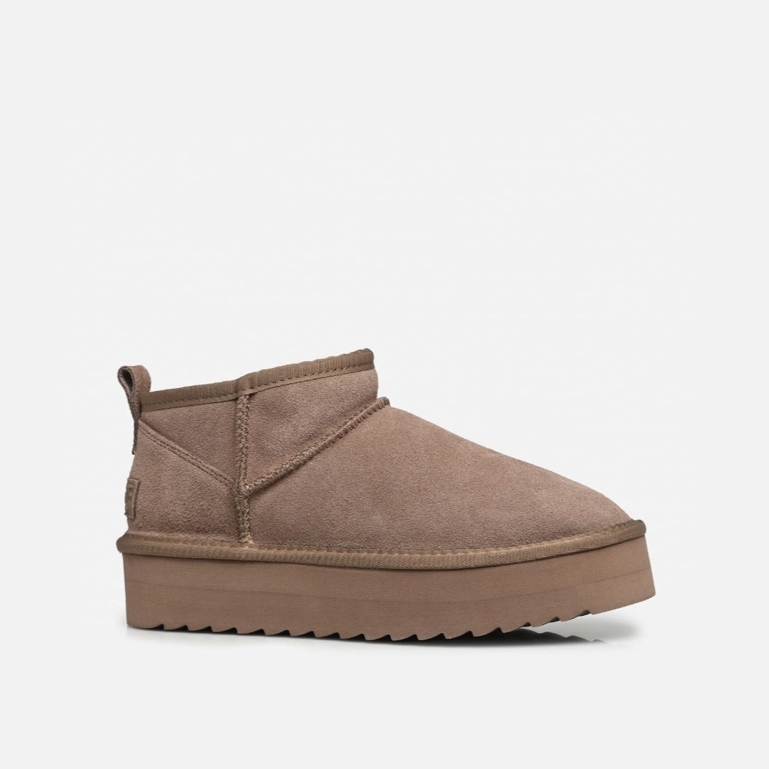 Stivale platform pelle scamosciata Taupe