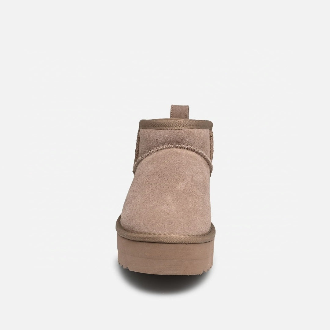 Stivale platform pelle scamosciata Taupe