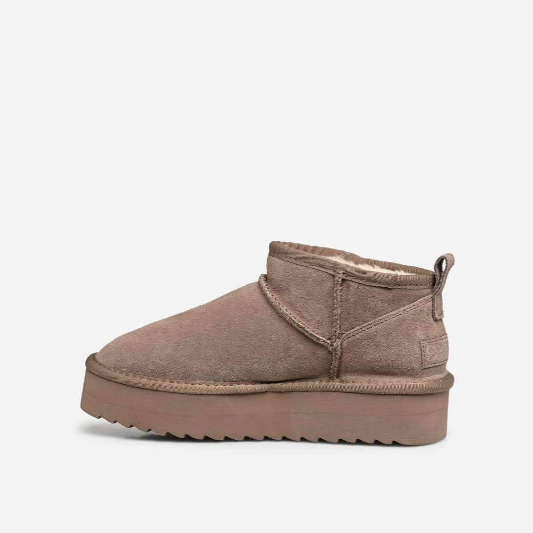 Stivale platform pelle scamosciata Taupe