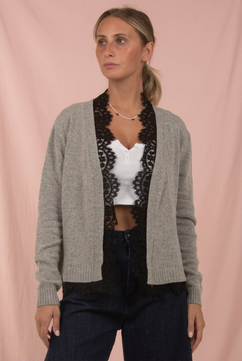 Cardigan Pizzo grigio