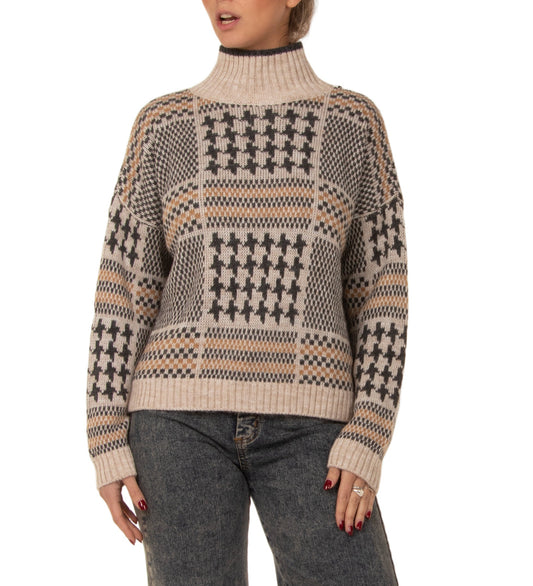 Maglione fantasia beige