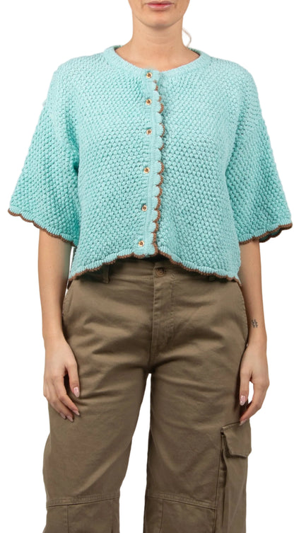 Cardigan spugna celeste