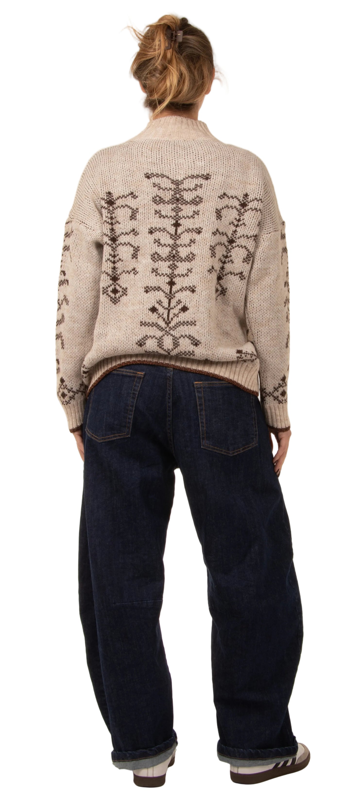 Maglione ricamo Beige