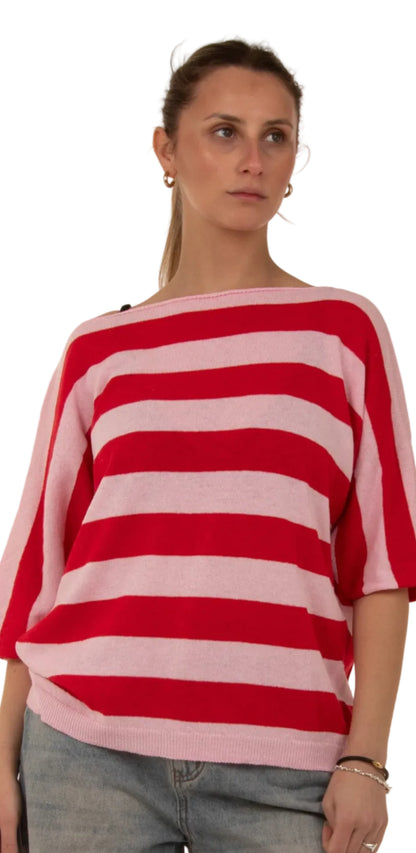 Maglia righe rosa