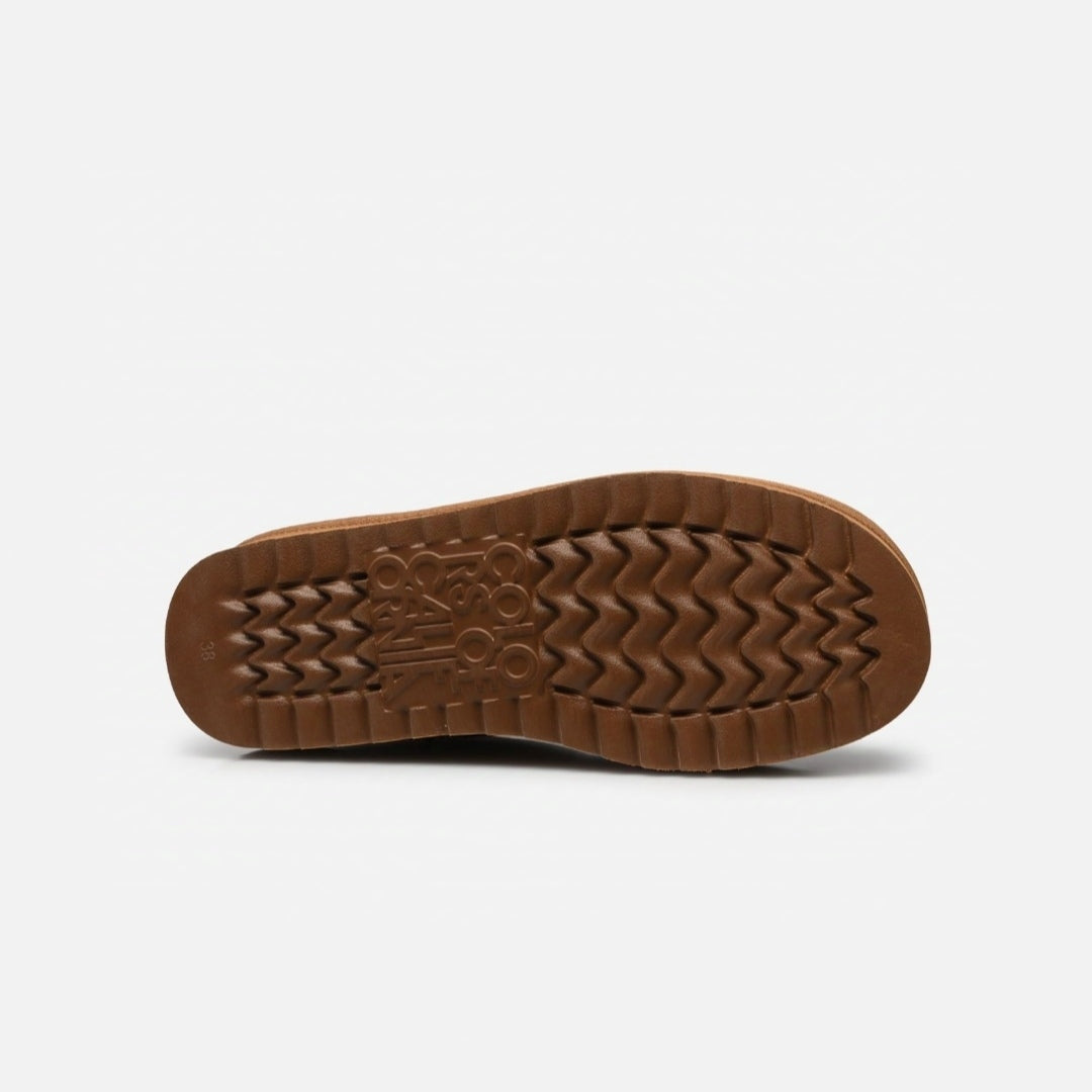 Stivale platform pelle scamosciata Biscotto