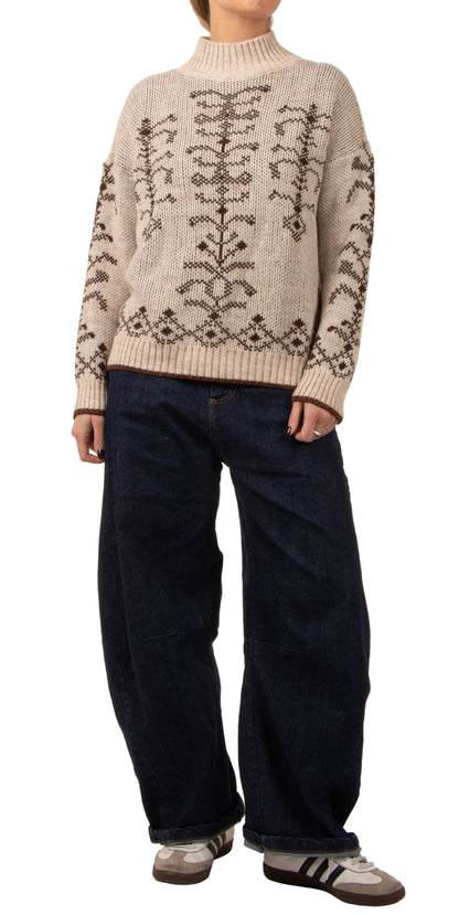 Maglione ricamo Beige