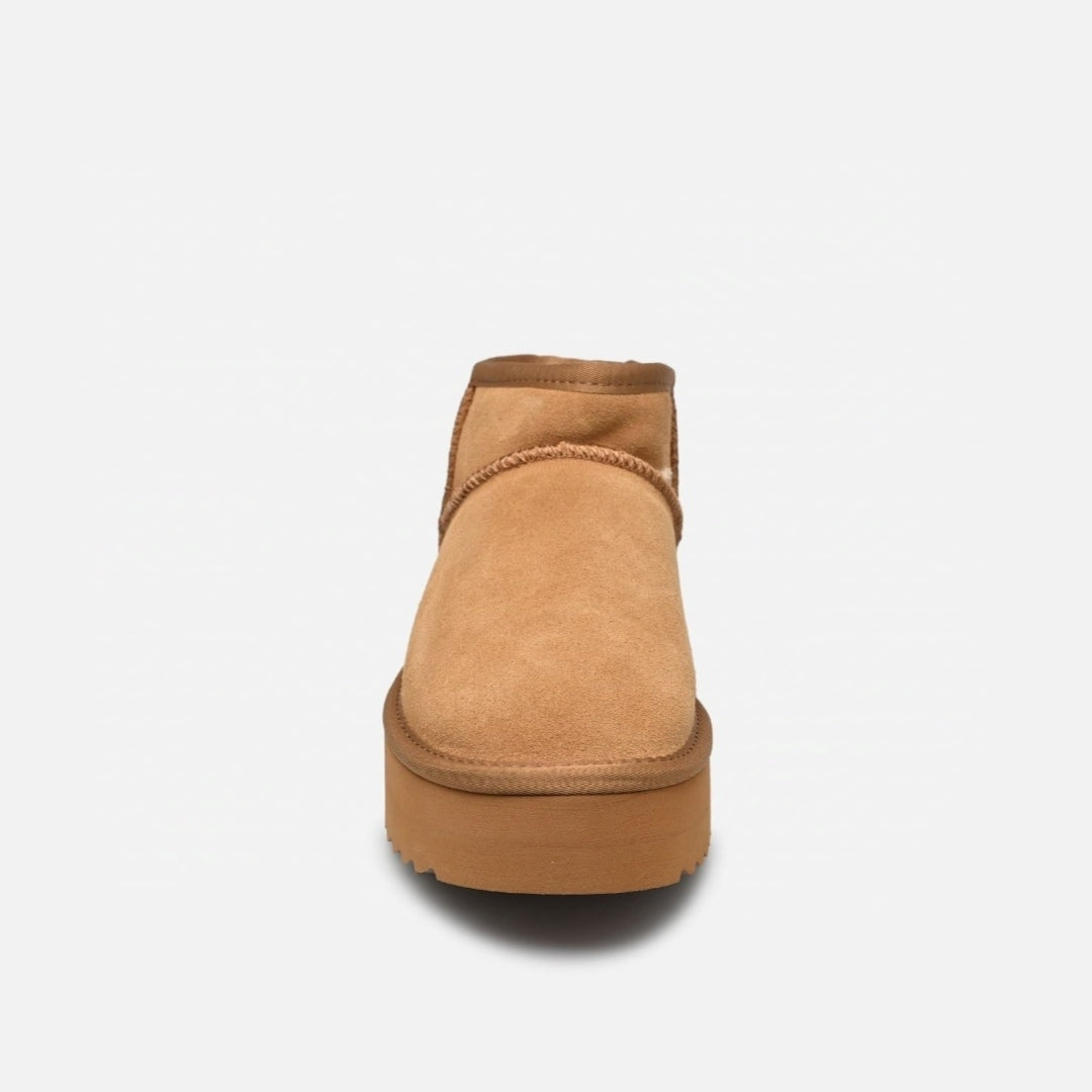 Stivale platform pelle scamosciata Biscotto