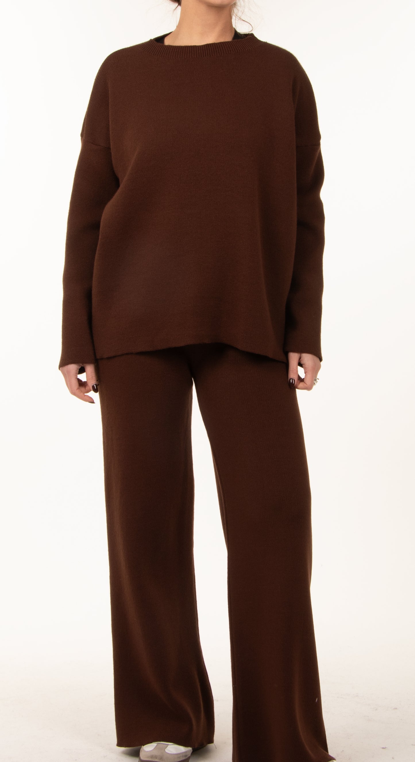 Completo in maglia cioccolato