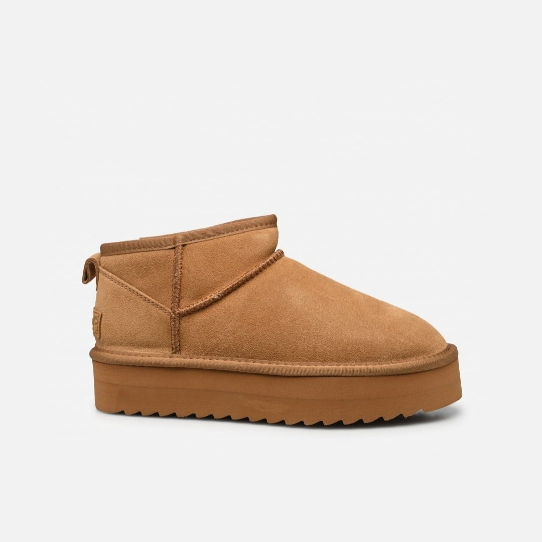 Stivale platform pelle scamosciata Biscotto