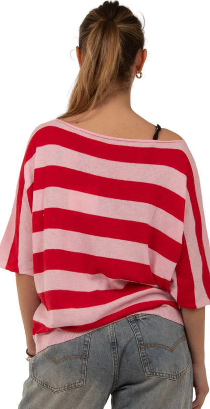 Maglia righe rosa