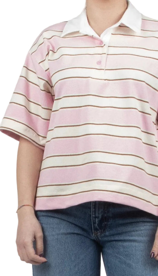 Polo righe rosa