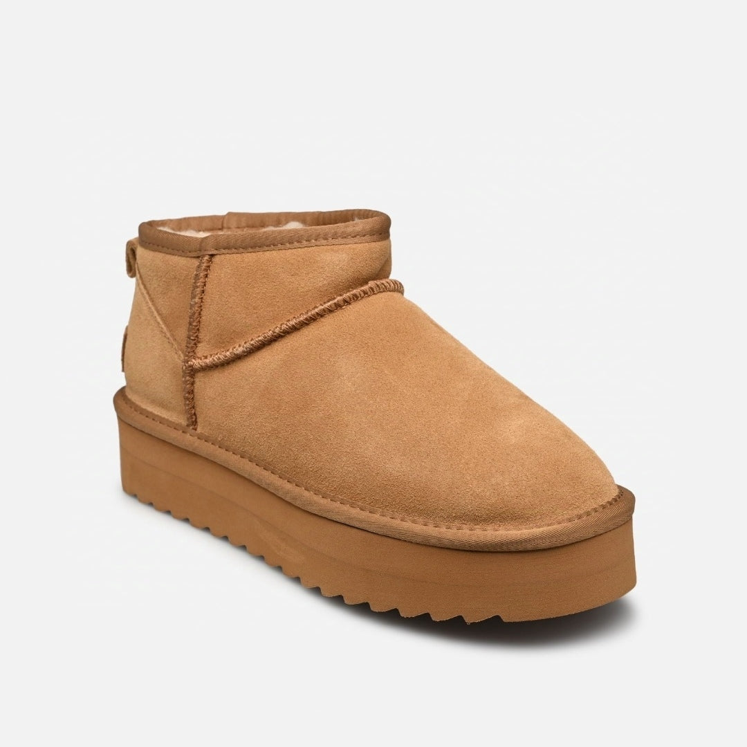 Stivale platform pelle scamosciata Biscotto
