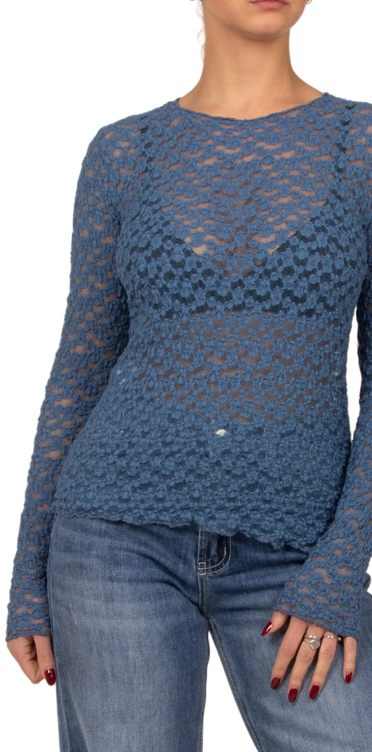 Maglia pizzo blu