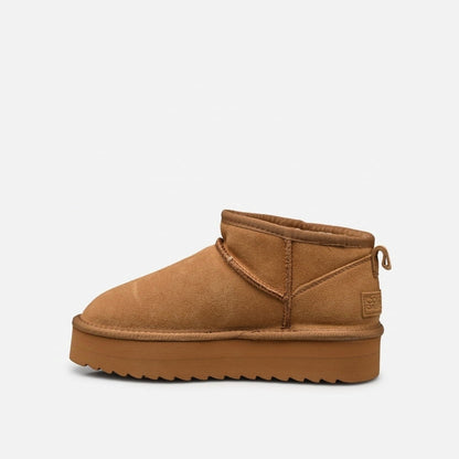 Stivale platform pelle scamosciata Biscotto